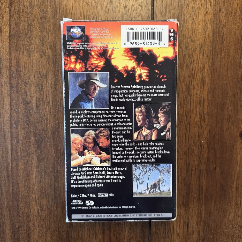 Jurassic Park by Steven Spielberg (VHS, 1993) - Picture 2 of 4
